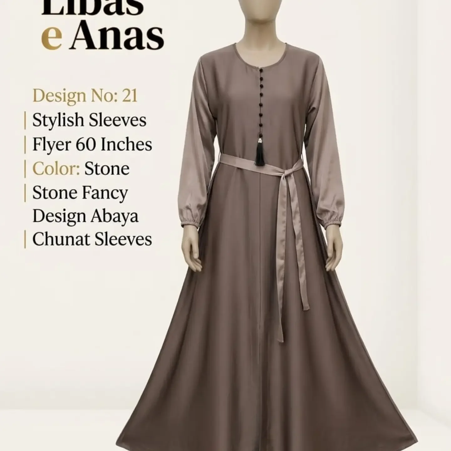 stylish desgin and plain Abaya Chunat sleeves Product Deta — clothing image 1