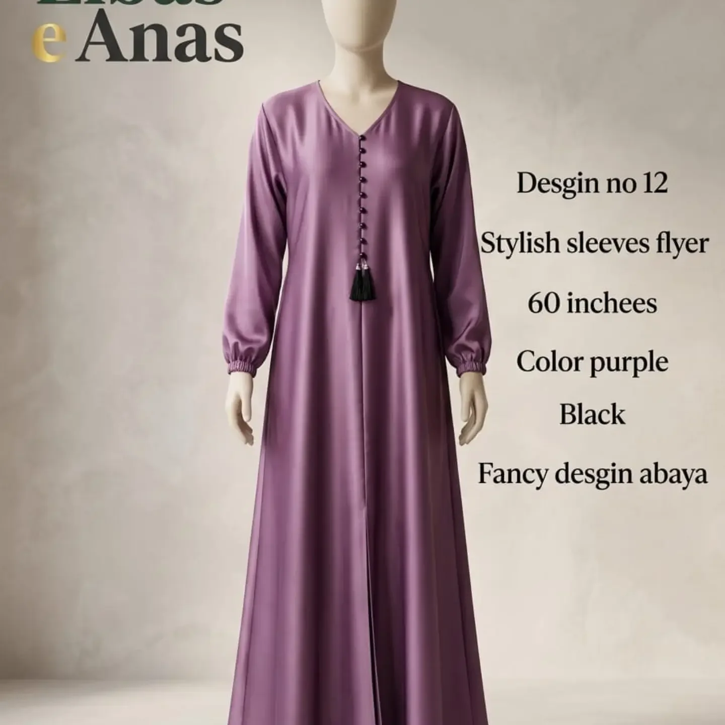 stylish desgin and plain Abaya Chunat sleeves Product Deta — clothing image 3